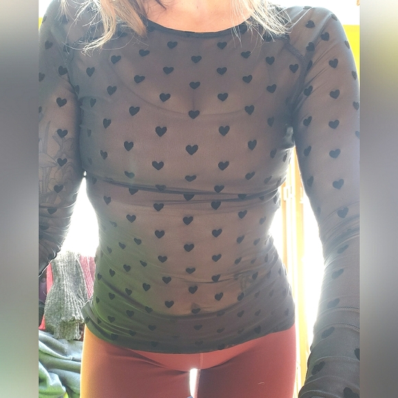 Grace Karin, Free people, sheer, velvet heart, valentine's,  crew neck - Picture 3 of 11